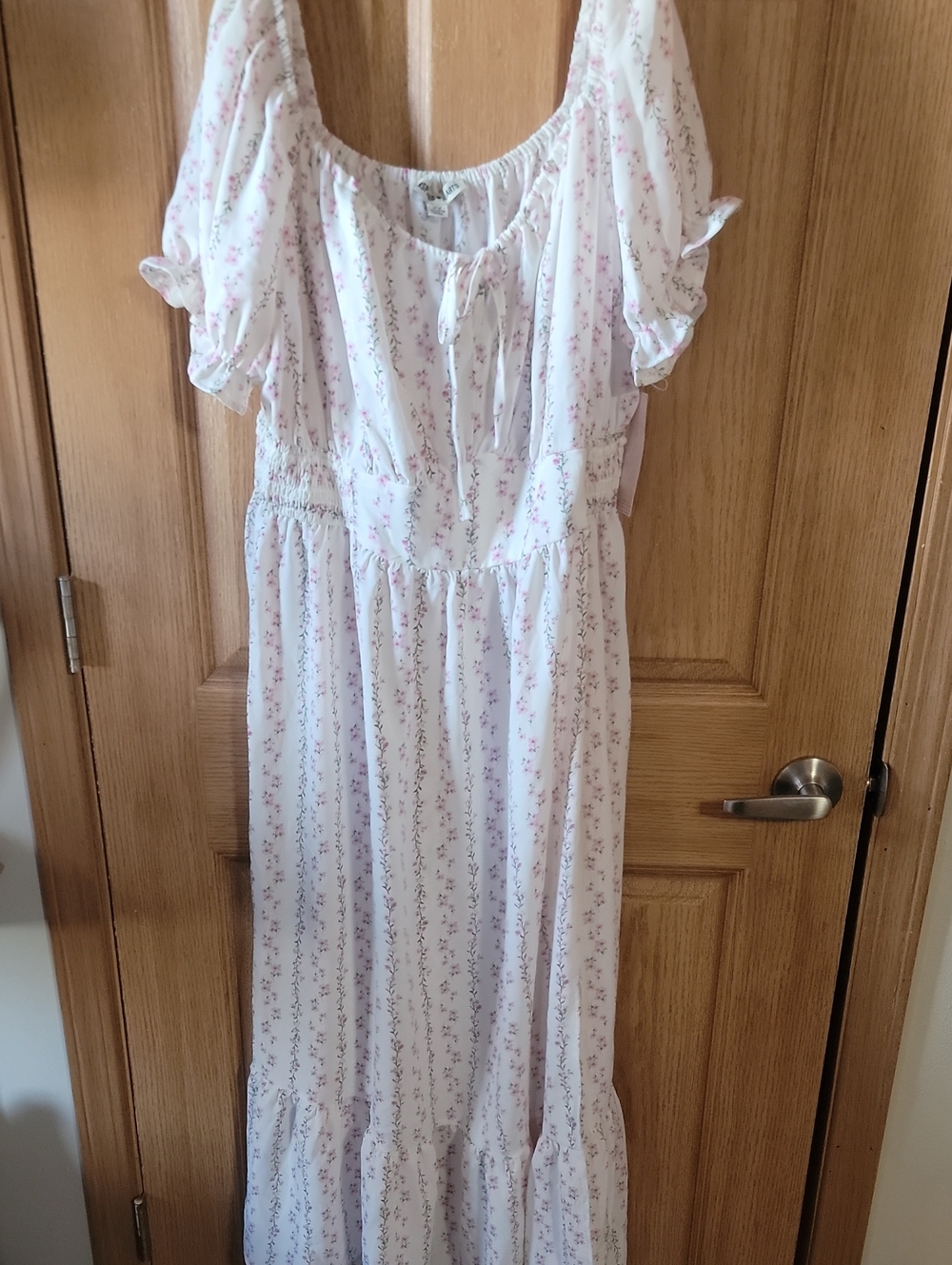 Inspired Hearts White Dress with Pink Floral Print